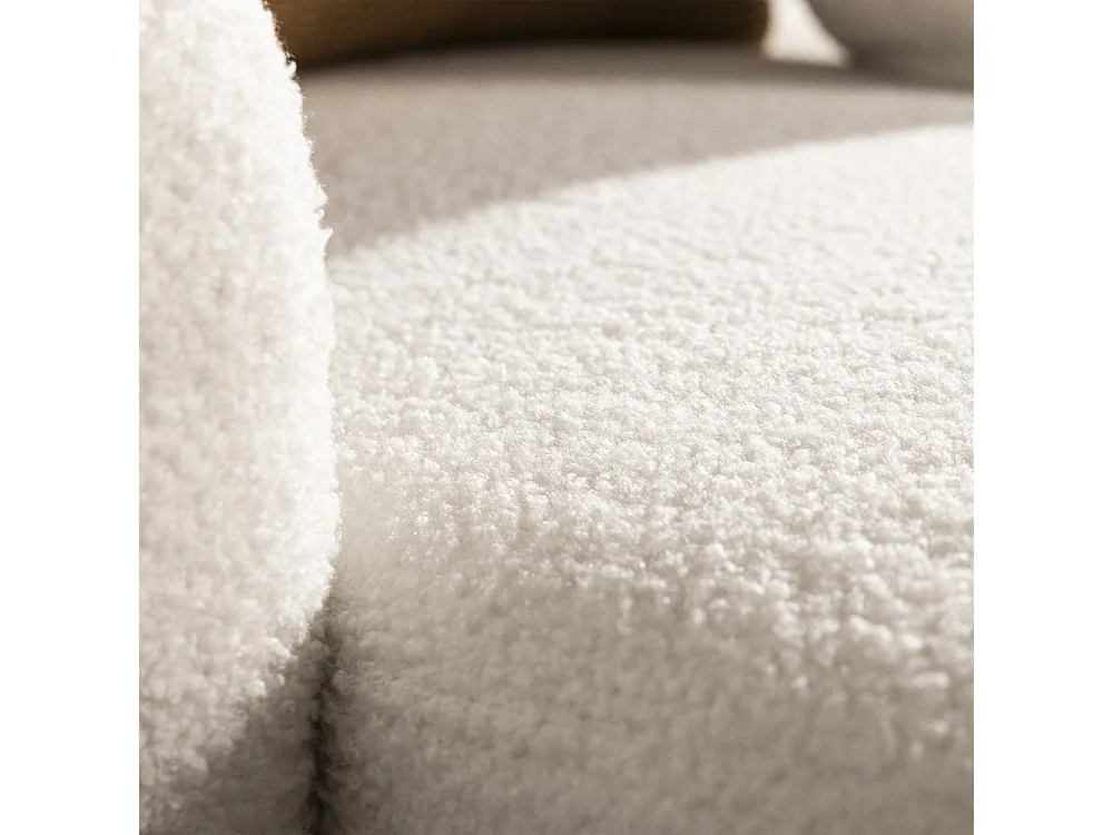 Matera - Canapé d'angle réversible convertible 3 places en tissu bouclette avec coffre - Blanc