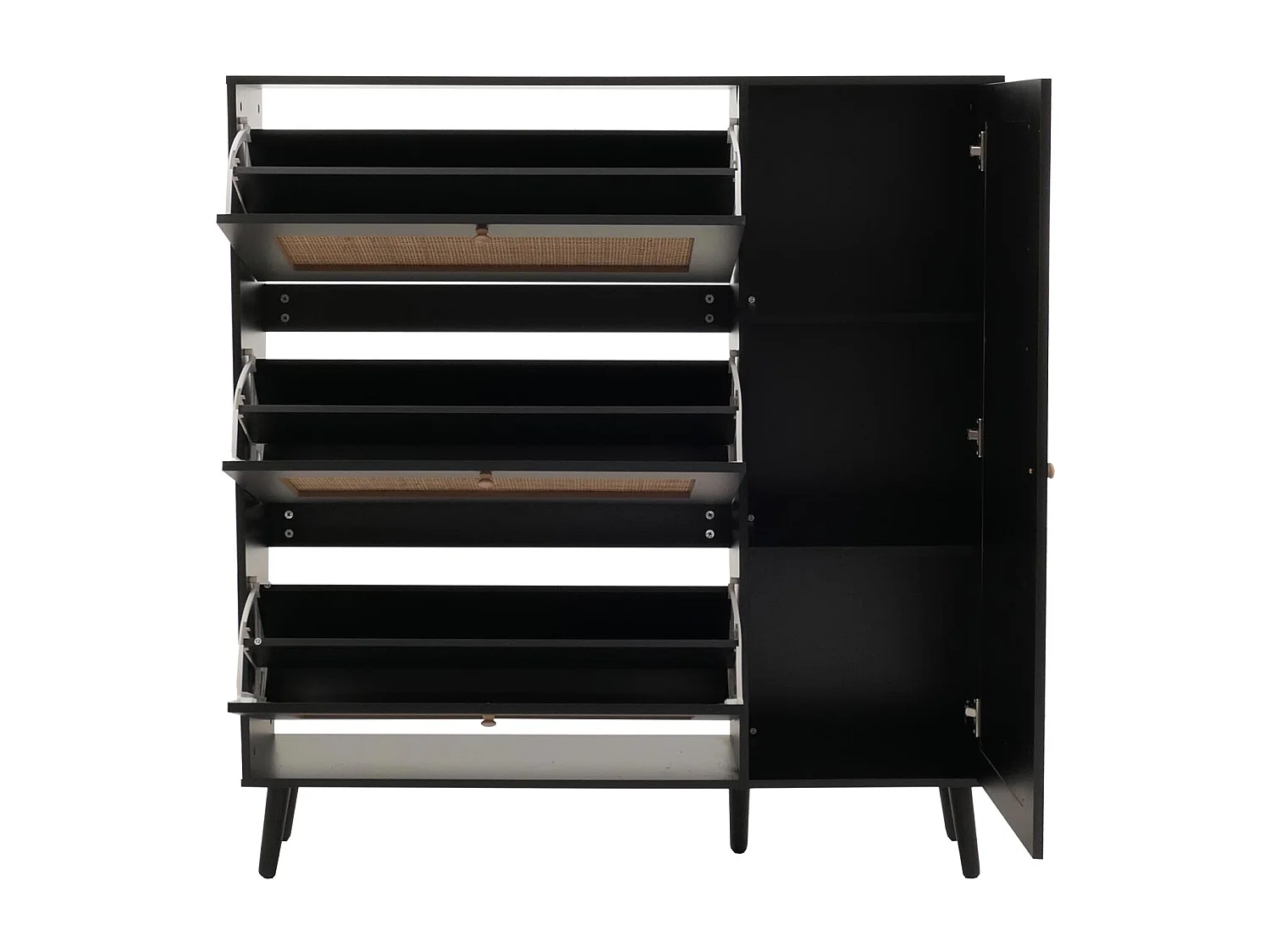 Meuble à chaussures en rotin MCW-M37,  noir