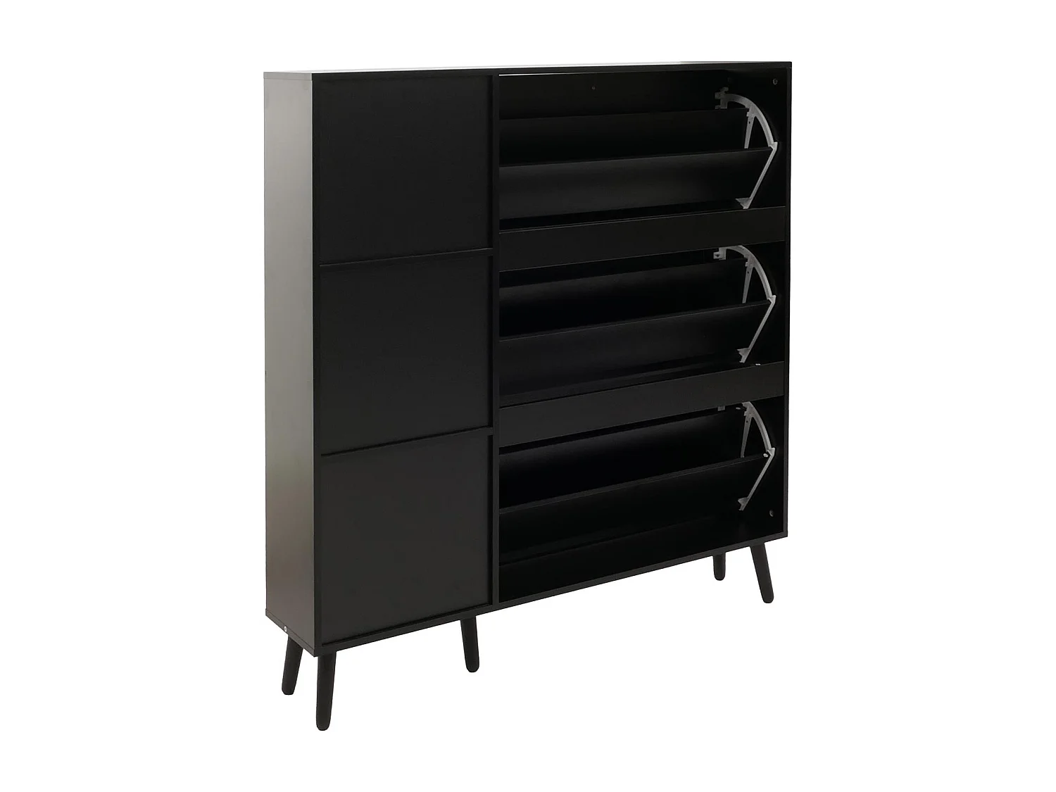 Meuble à chaussures en rotin MCW-M37,  noir