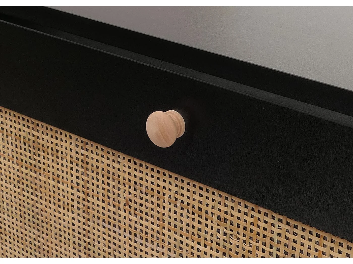 Meuble à chaussures en rotin MCW-M37,  noir