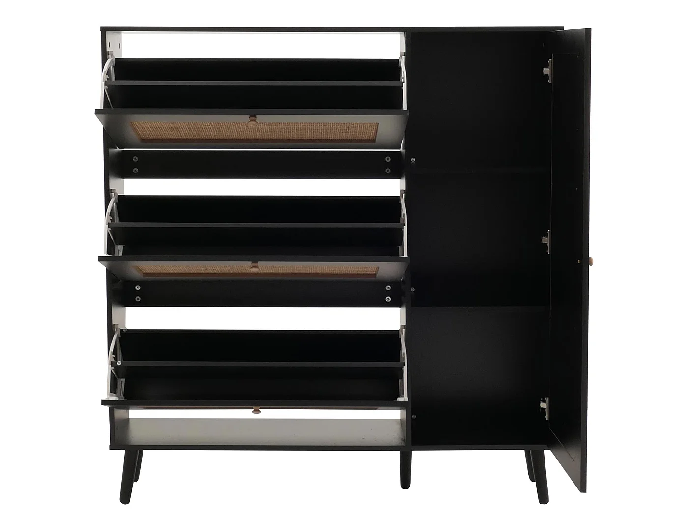 Meuble à chaussures en rotin MCW-M37,  noir