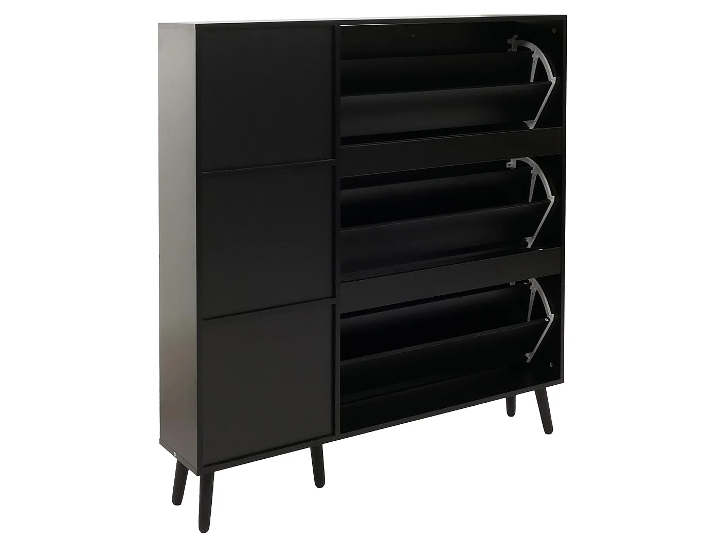 Meuble à chaussures en rotin MCW-M37,  noir