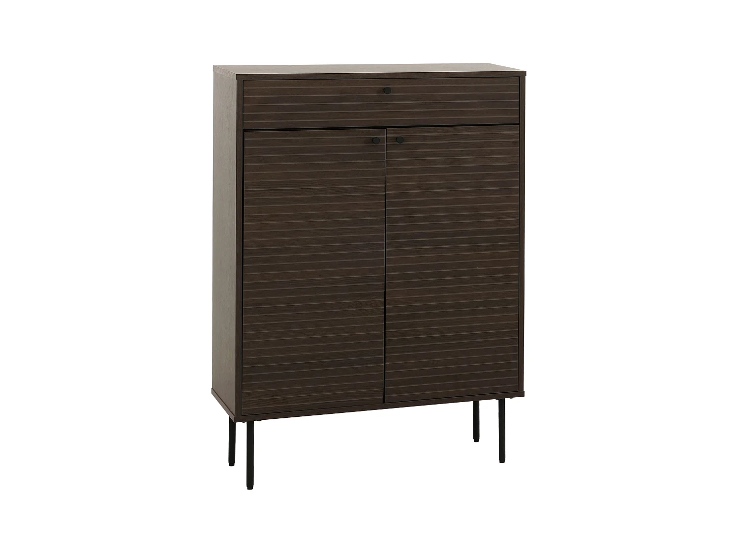 Scarpiera MCW-N78, mobile portascarpe, stile scandinavo metallo legno melamina MVG 115x80x35cm ~ marrone scuro