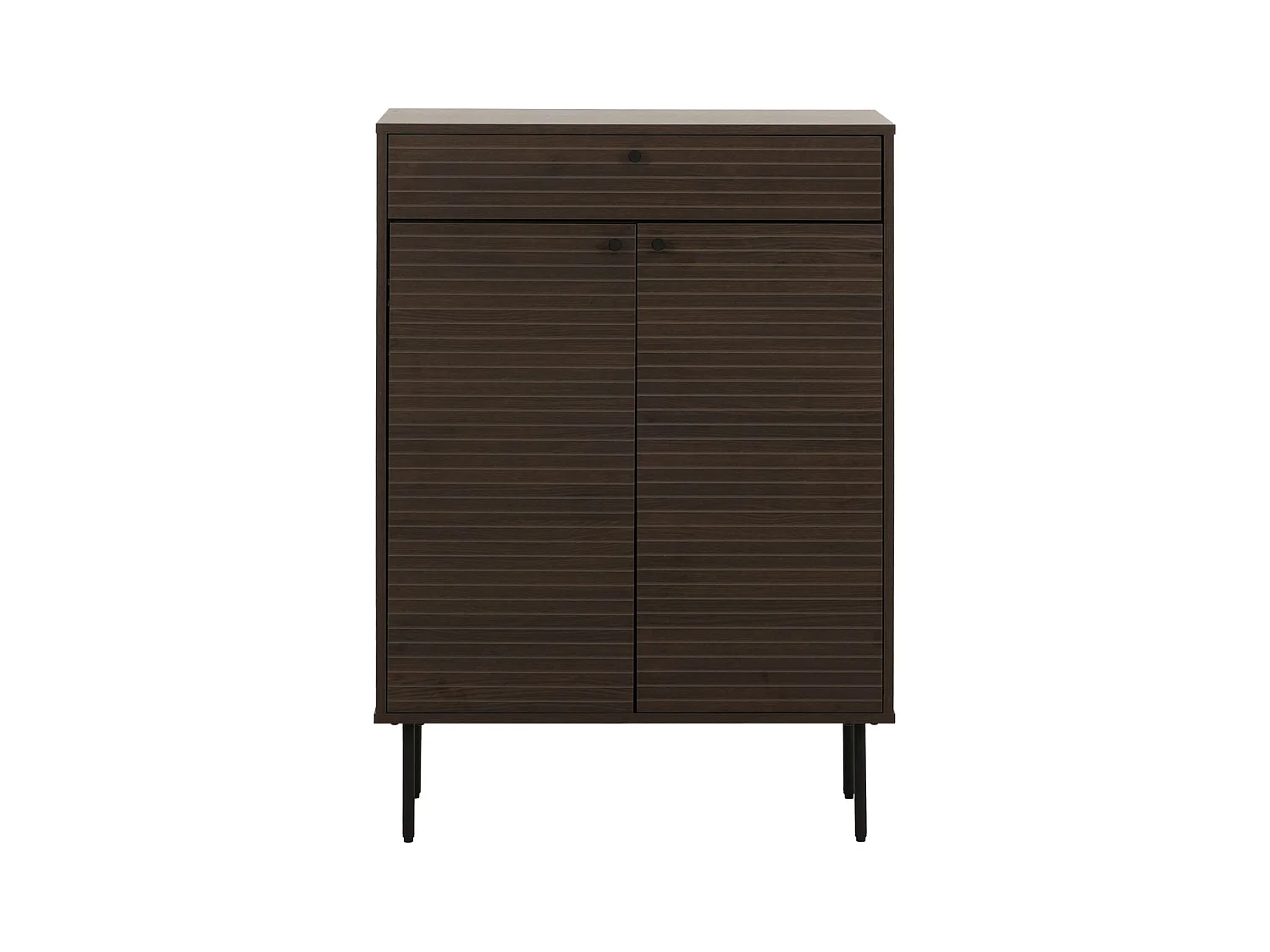 Scarpiera MCW-N78, mobile portascarpe, stile scandinavo metallo legno melamina MVG 115x80x35cm ~ marrone scuro