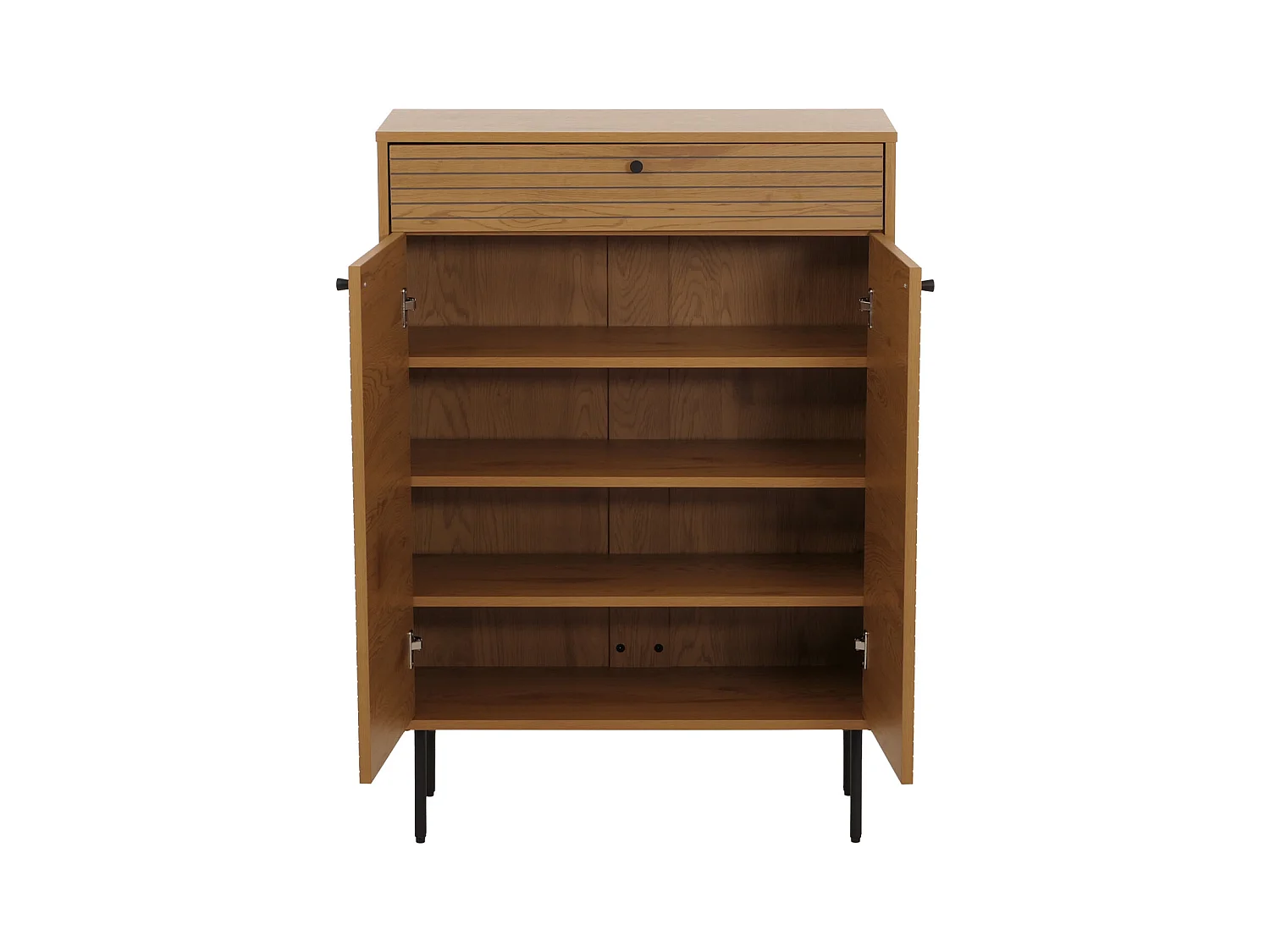 Scarpiera MCW-N78, mobile portascarpe, stile scandinavo metallo legno melamina MVG 115x80x35cm ~ naturale