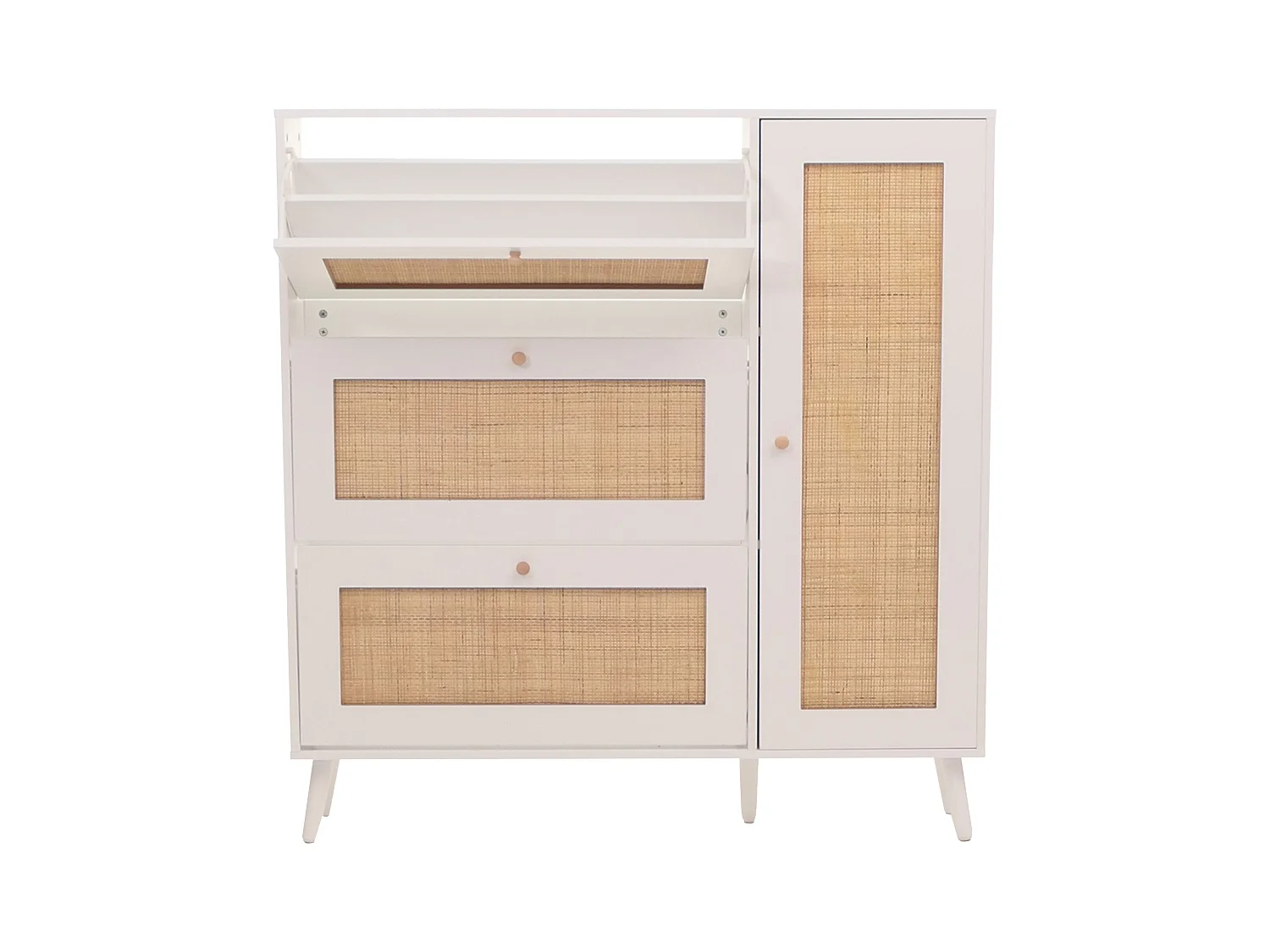 Porta-sapatos de rotim MCW-M37,  branco