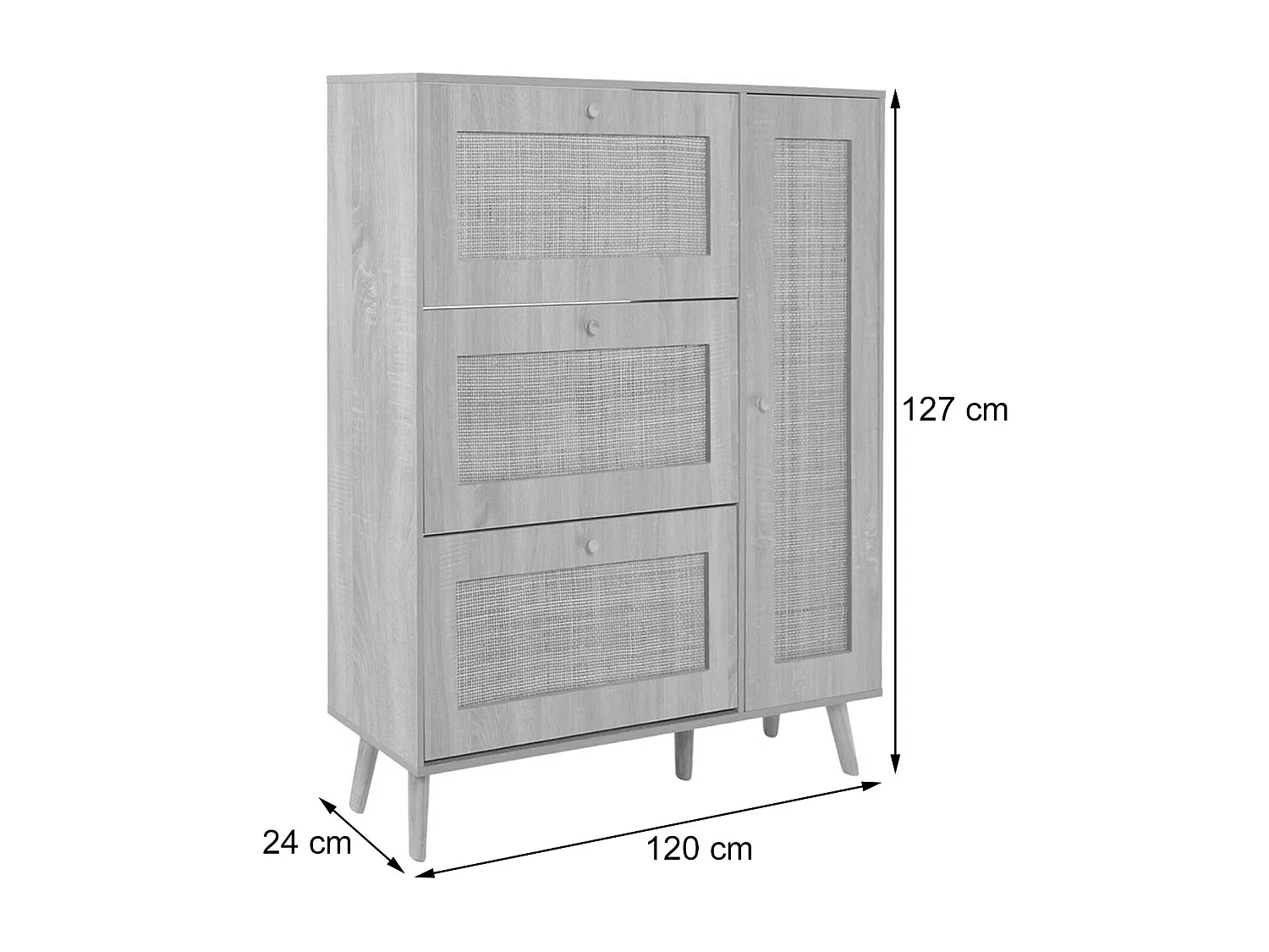 Meuble à chaussures en rotin MCW-M37,  blanc