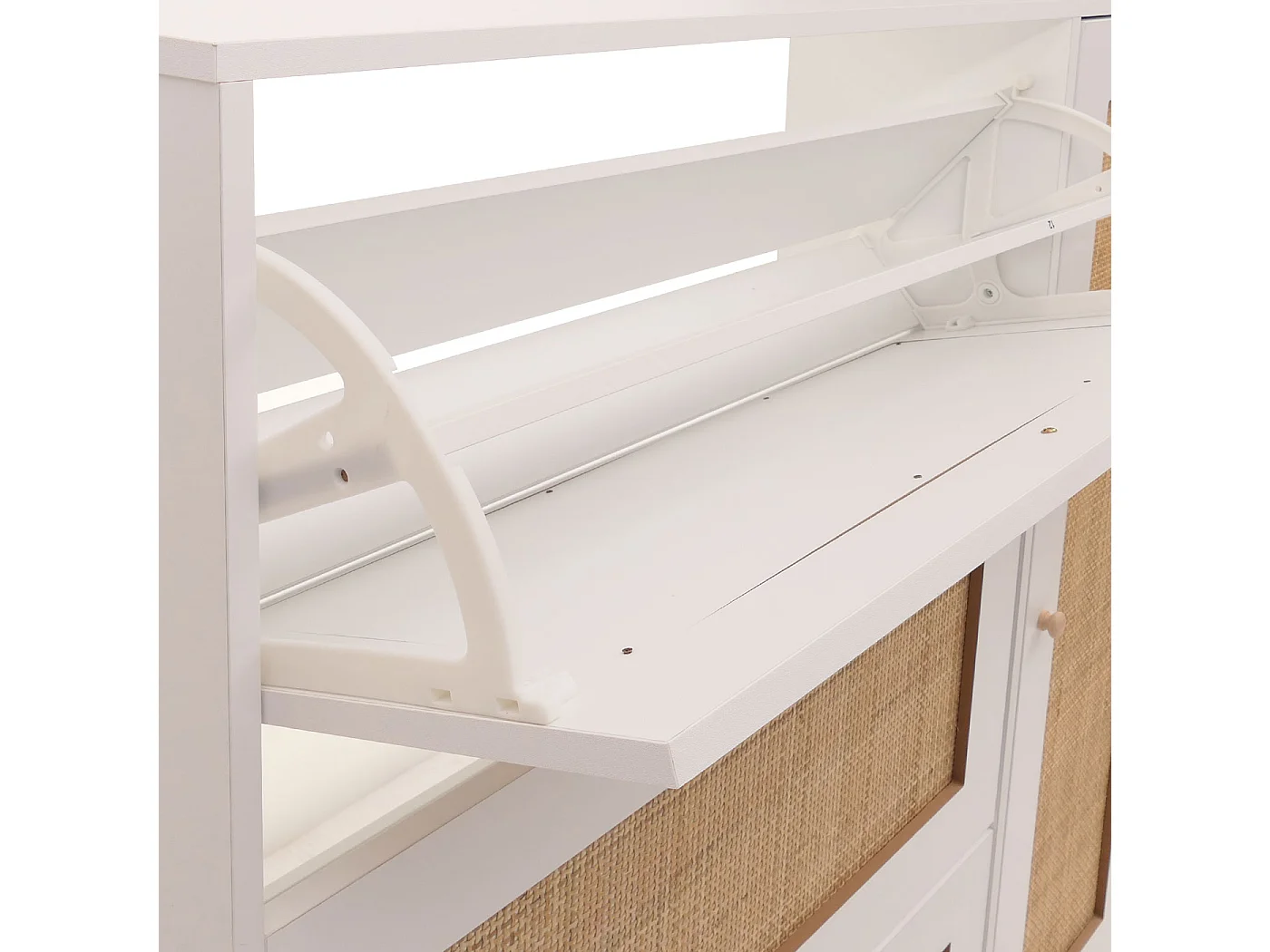 Meuble à chaussures en rotin MCW-M37,  blanc