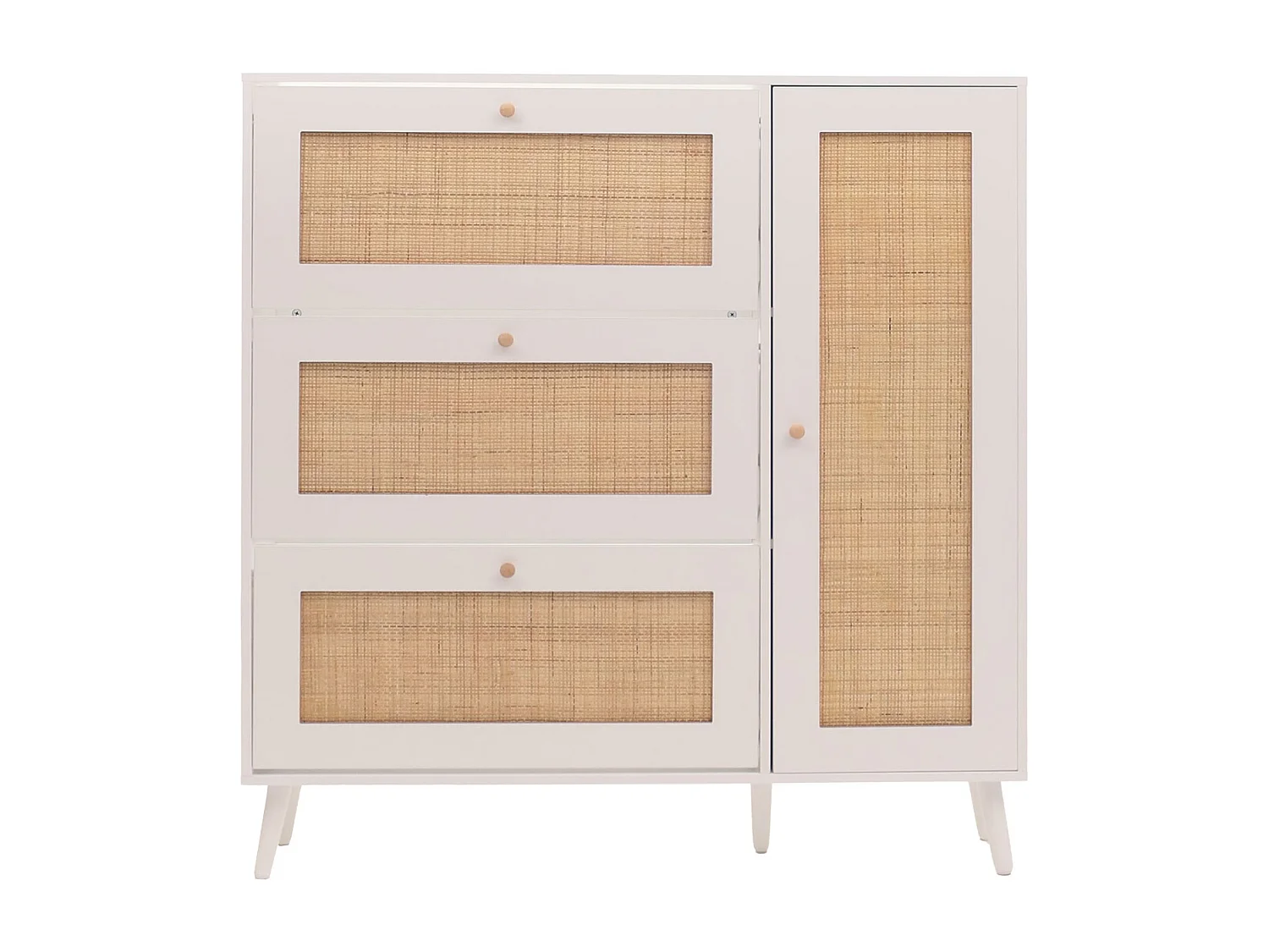 Meuble à chaussures en rotin MCW-M37,  blanc