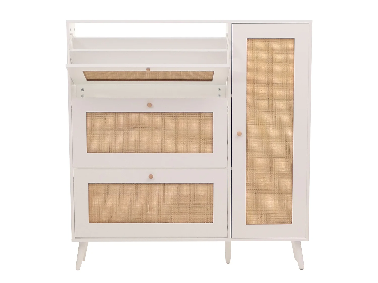 Meuble à chaussures en rotin MCW-M37,  blanc