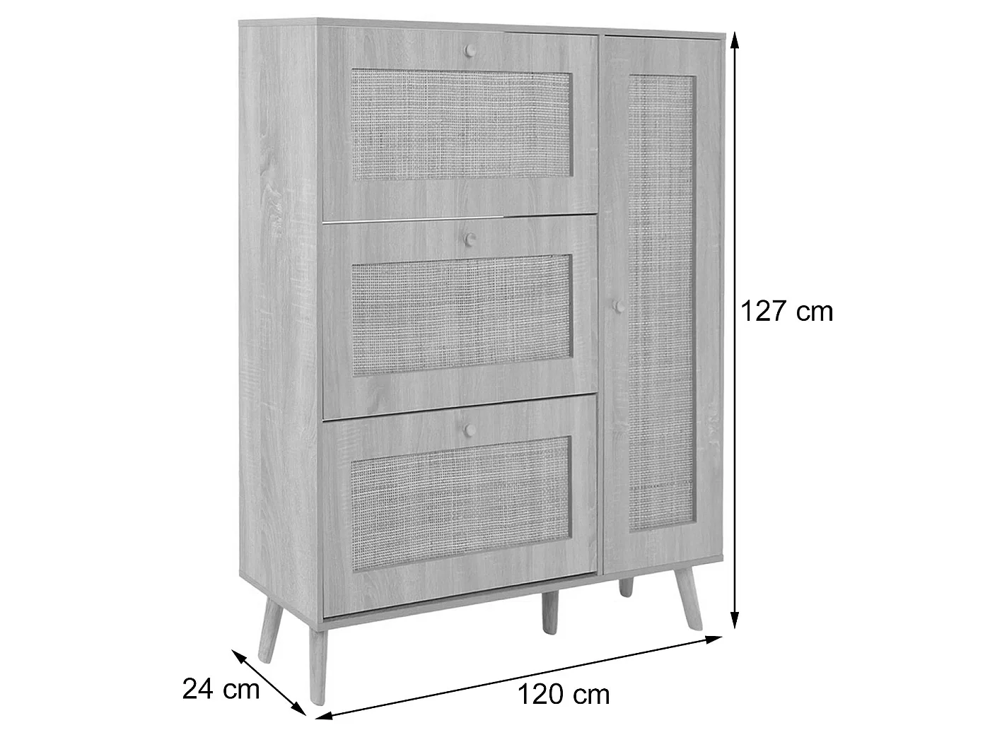 Meuble à chaussures en rotin MCW-M37,  blanc