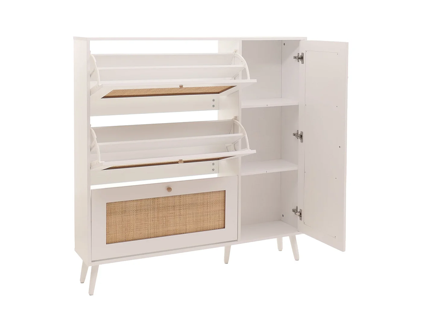 Meuble à chaussures en rotin MCW-M37,  blanc