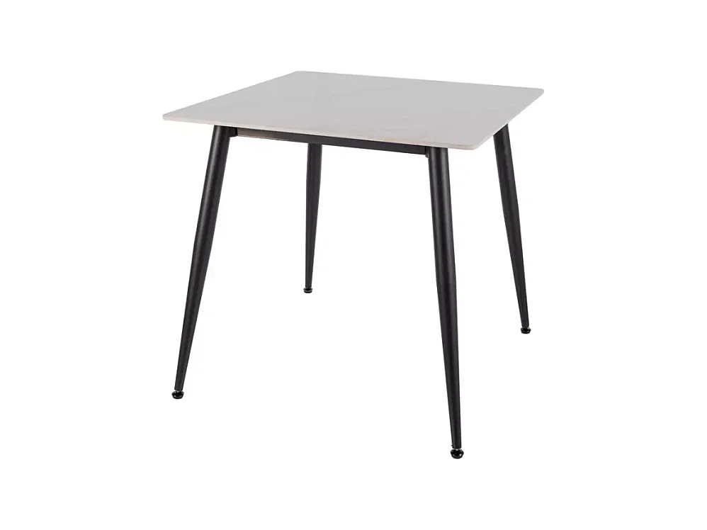 Table carrée 80 x 80 cm céramique blanche & métal SERAFINA