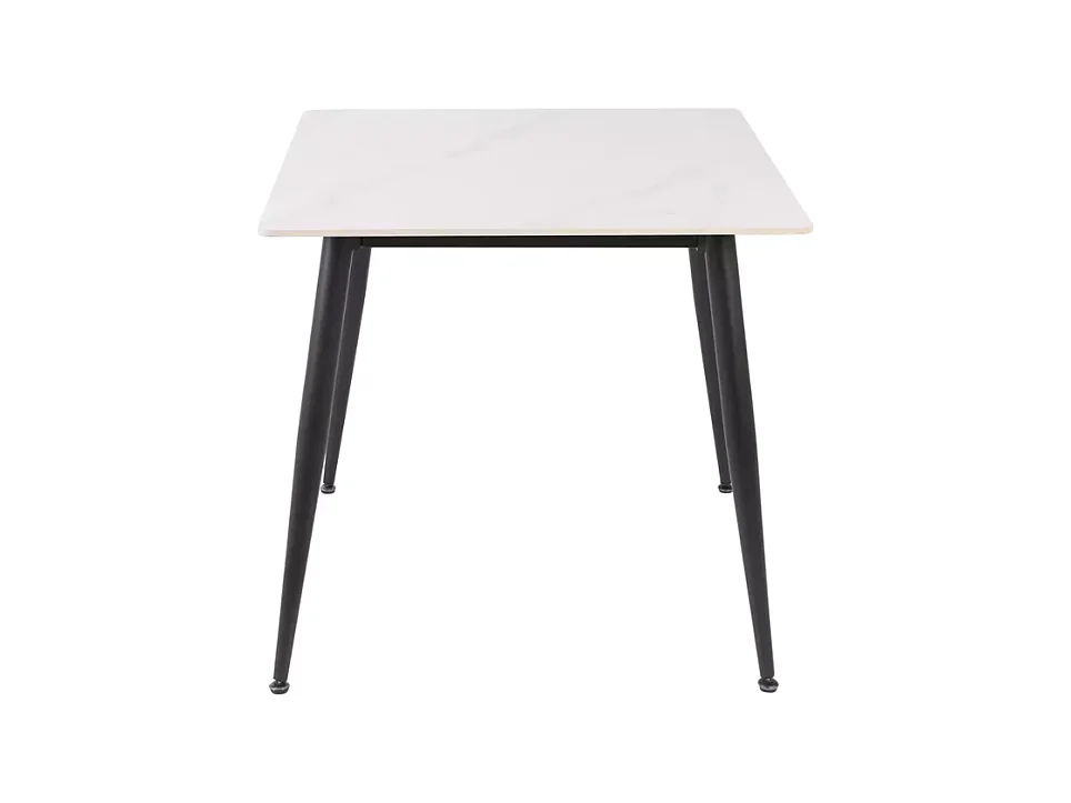 Table carrée 80 x 80 cm céramique blanche & métal SERAFINA