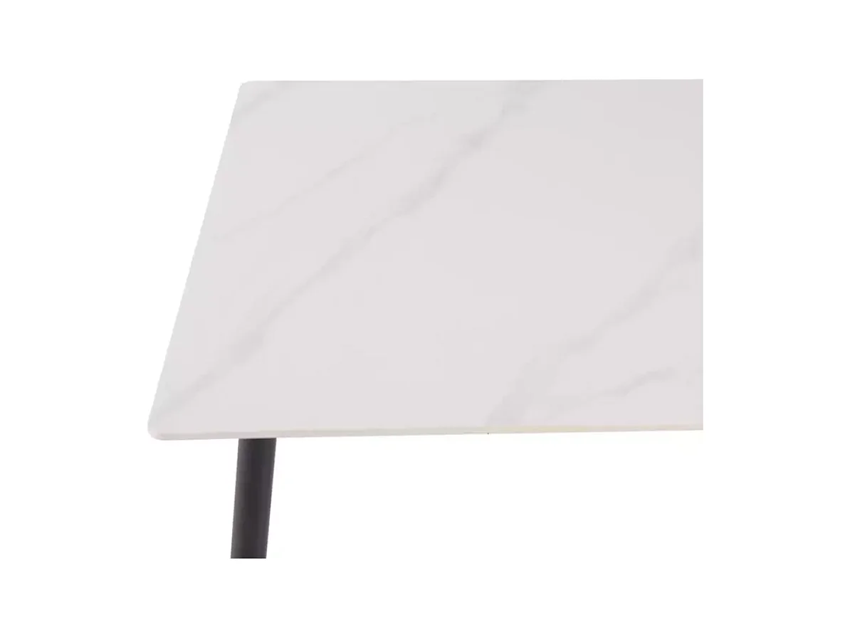 Table carrée 80 x 80 cm céramique blanche & métal SERAFINA