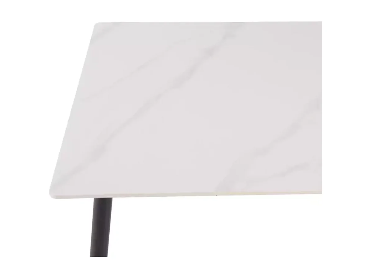 Table carrée 80 x 80 cm céramique blanche & métal SERAFINA