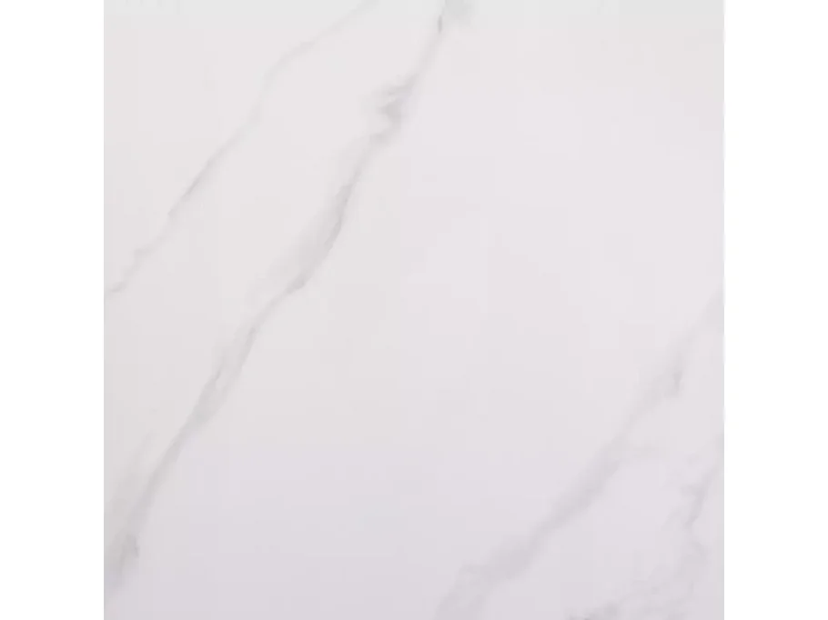 Table carrée 80 x 80 cm céramique blanche & métal SERAFINA