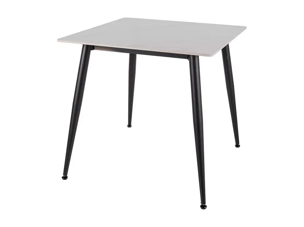 Table carrée 80 x 80 cm céramique blanche & métal SERAFINA