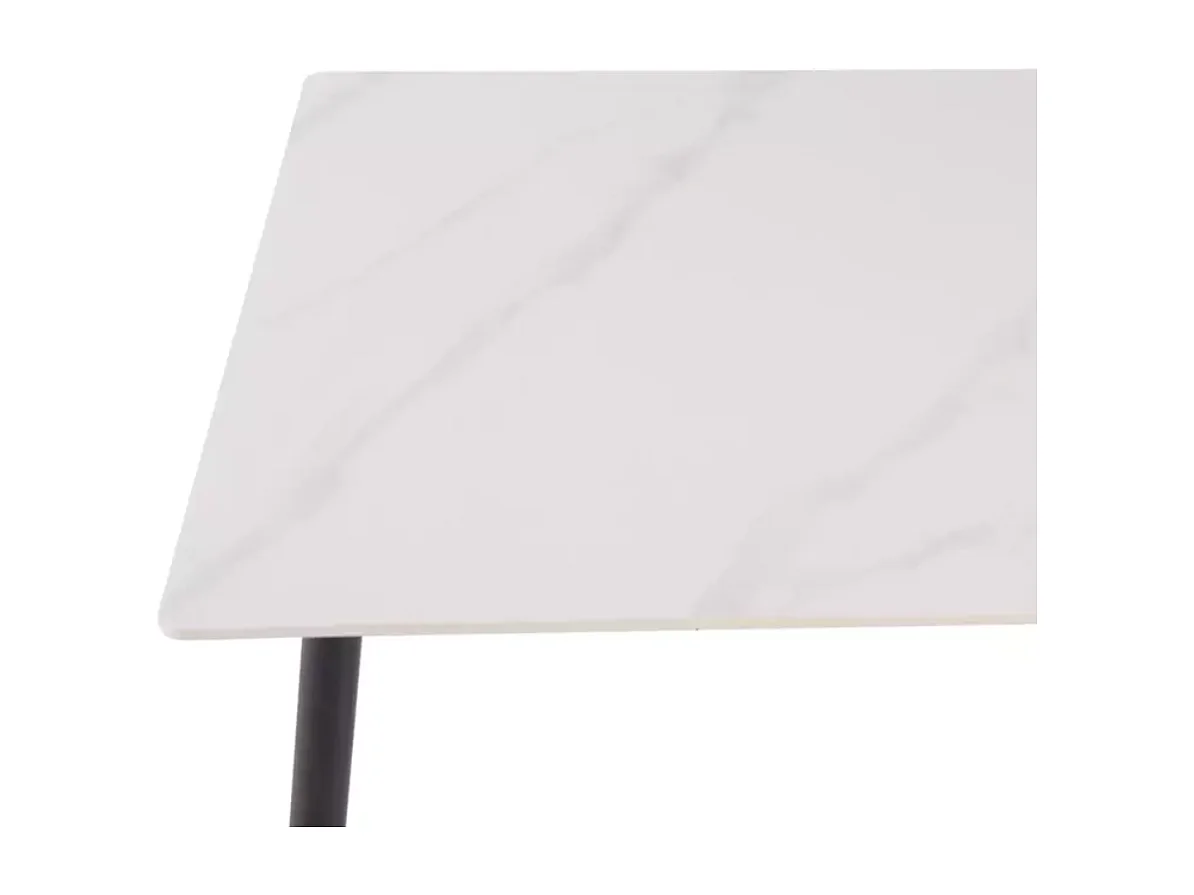 Table carrée 80 x 80 cm céramique blanche & métal SERAFINA