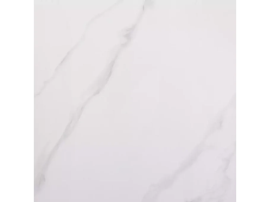 Table carrée 80 x 80 cm céramique blanche & métal SERAFINA