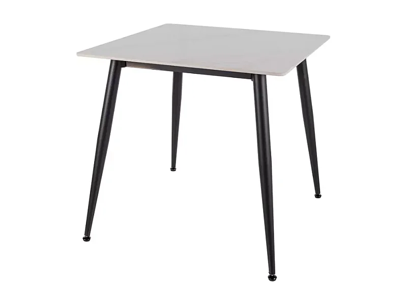 Table carrée 80 x 80 cm céramique blanche & métal SERAFINA