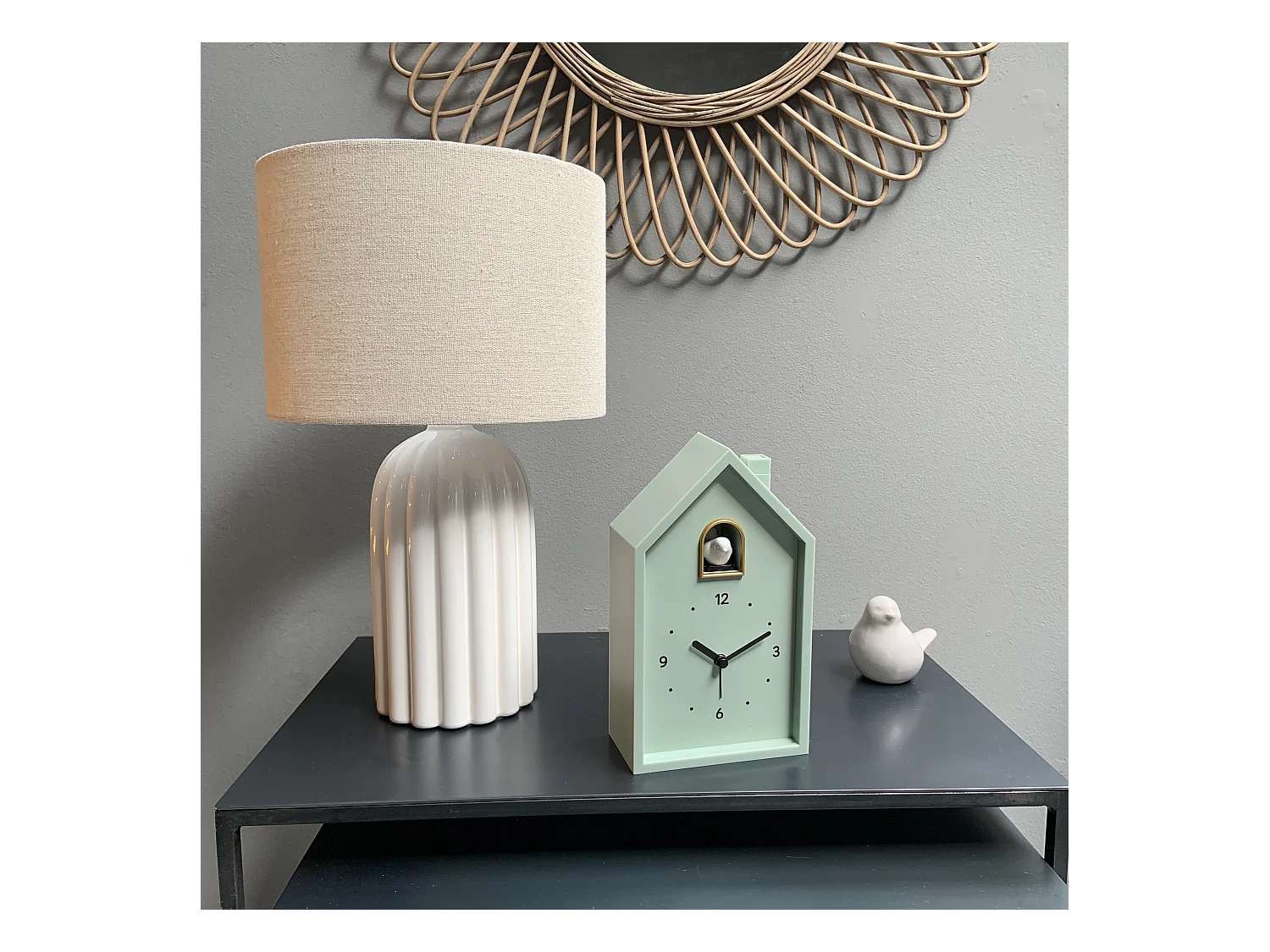 Réveil coucou maison vert 12.5x6.5x21.5cm