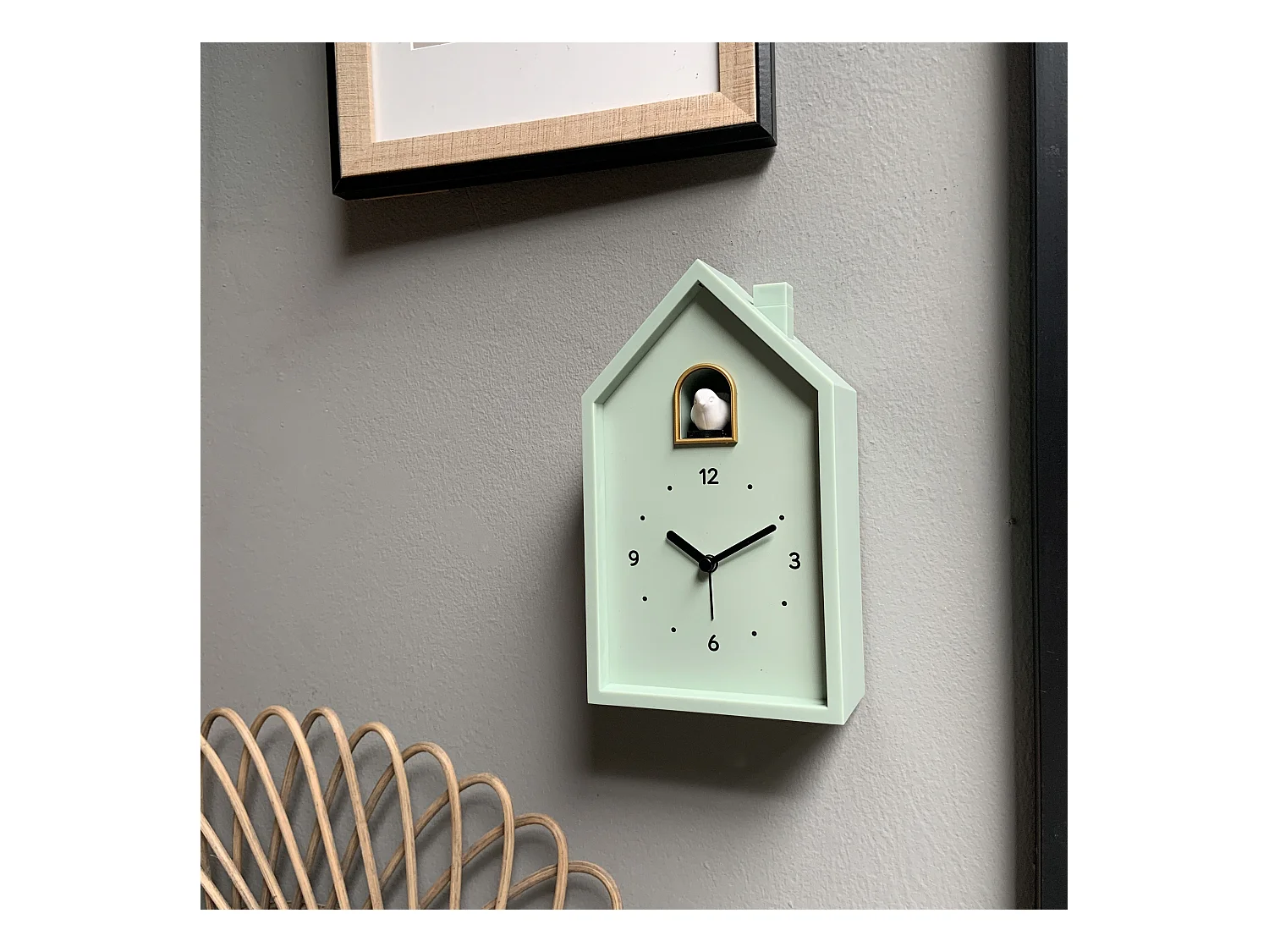 Réveil coucou maison vert 12.5x6.5x21.5cm