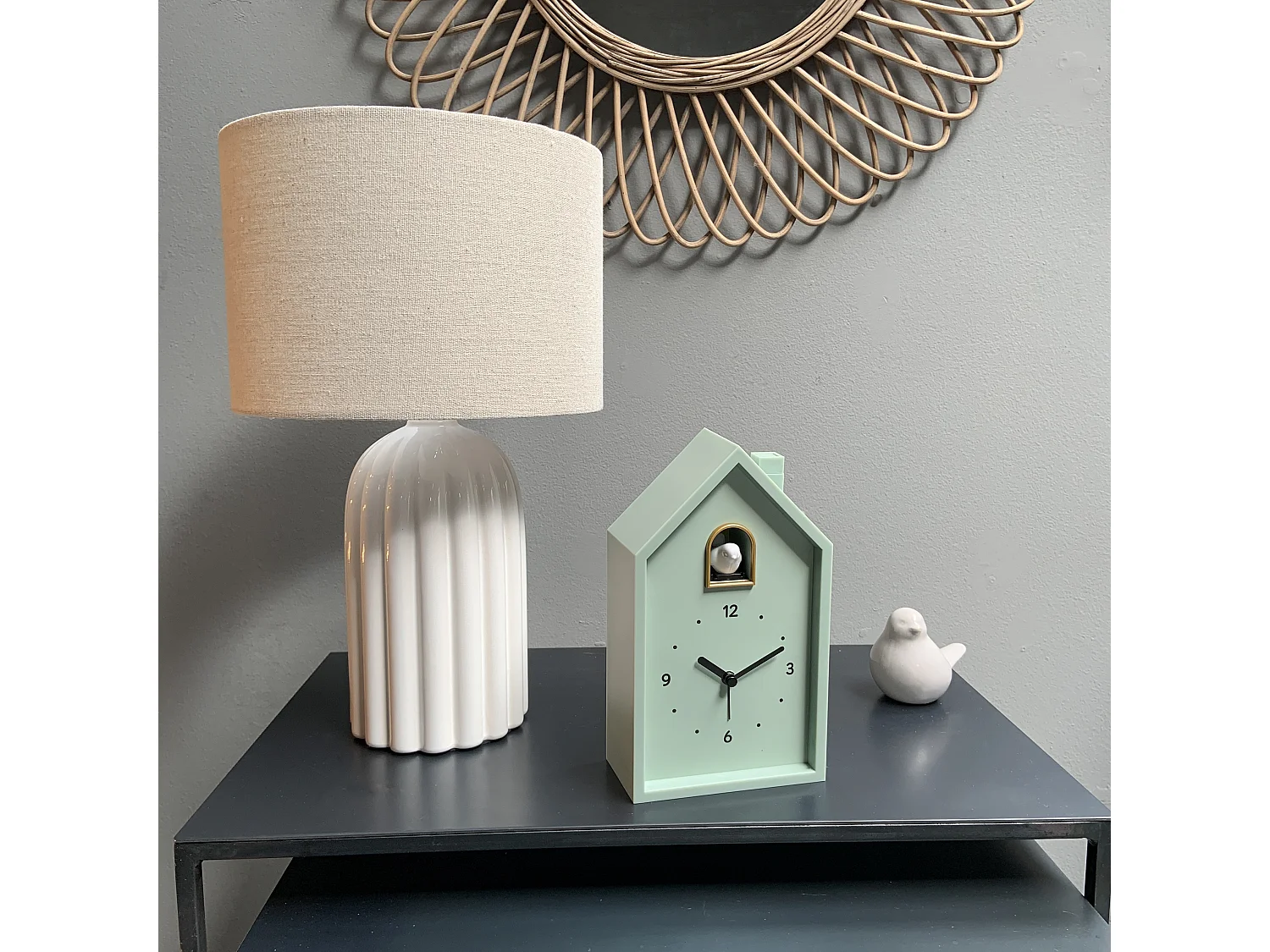 Réveil coucou maison vert 12.5x6.5x21.5cm