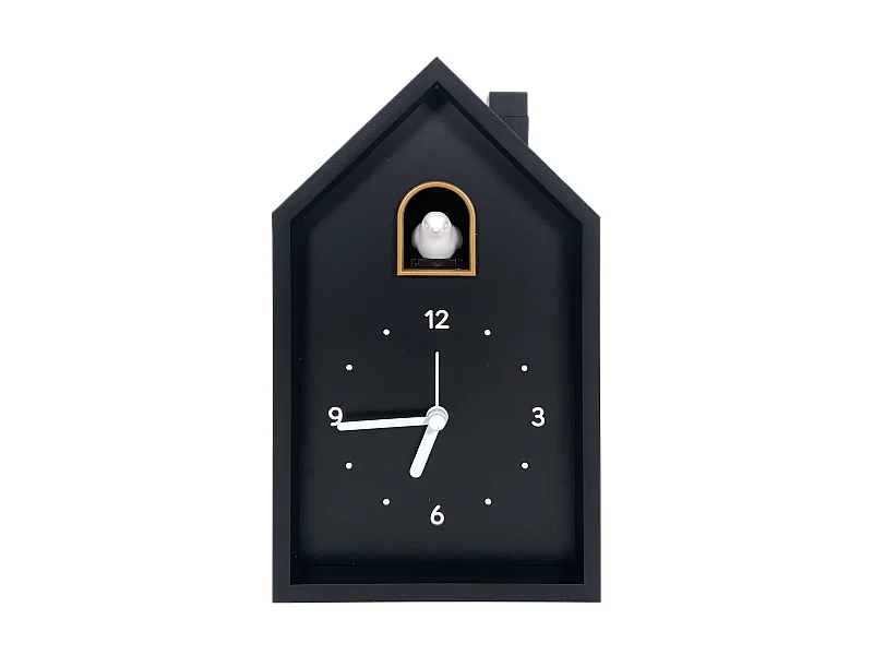 Réveil coucou maison noir 12.5x6.5x21.5cm