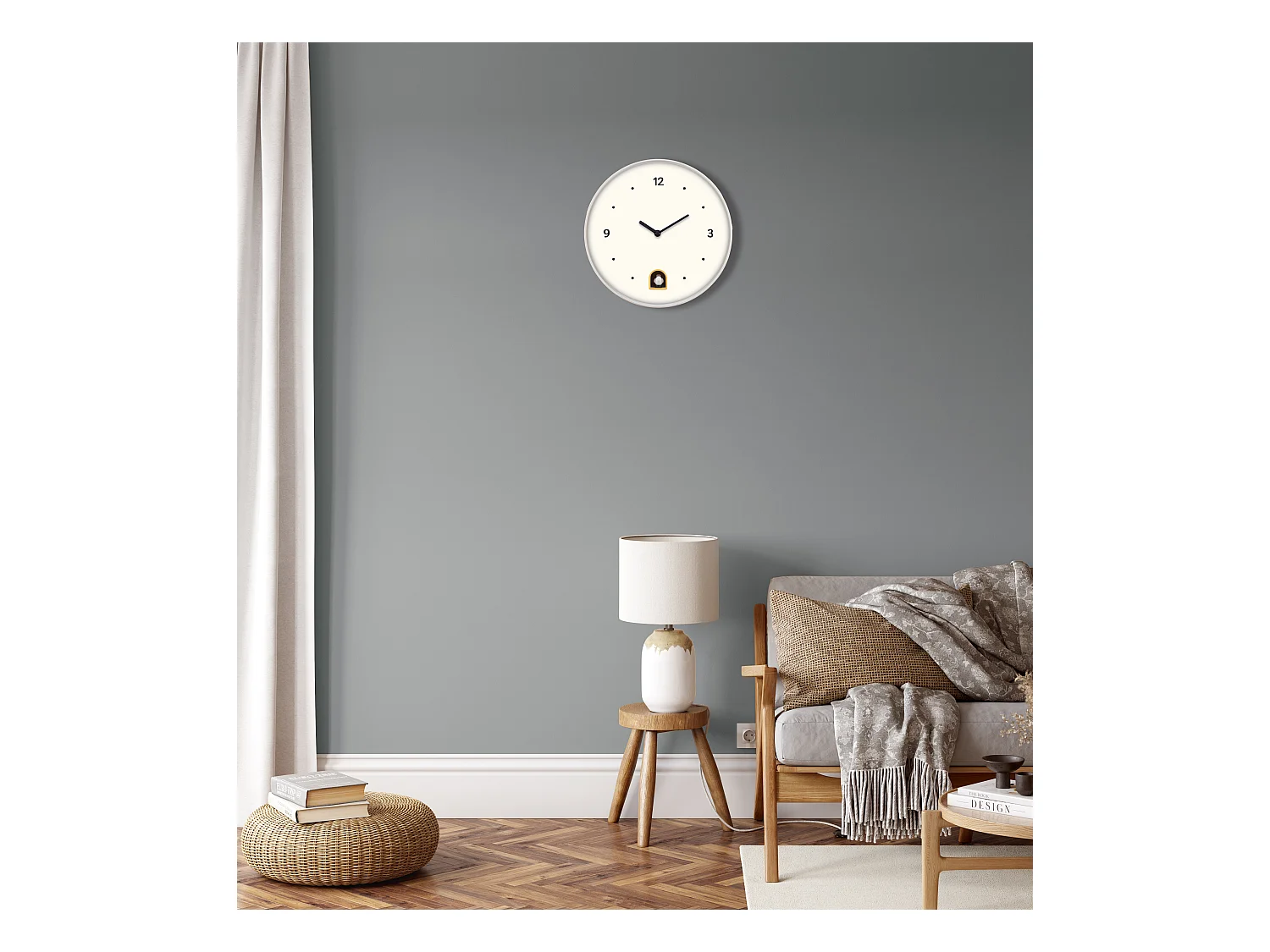 Horloge coucou rond blanc 30cm