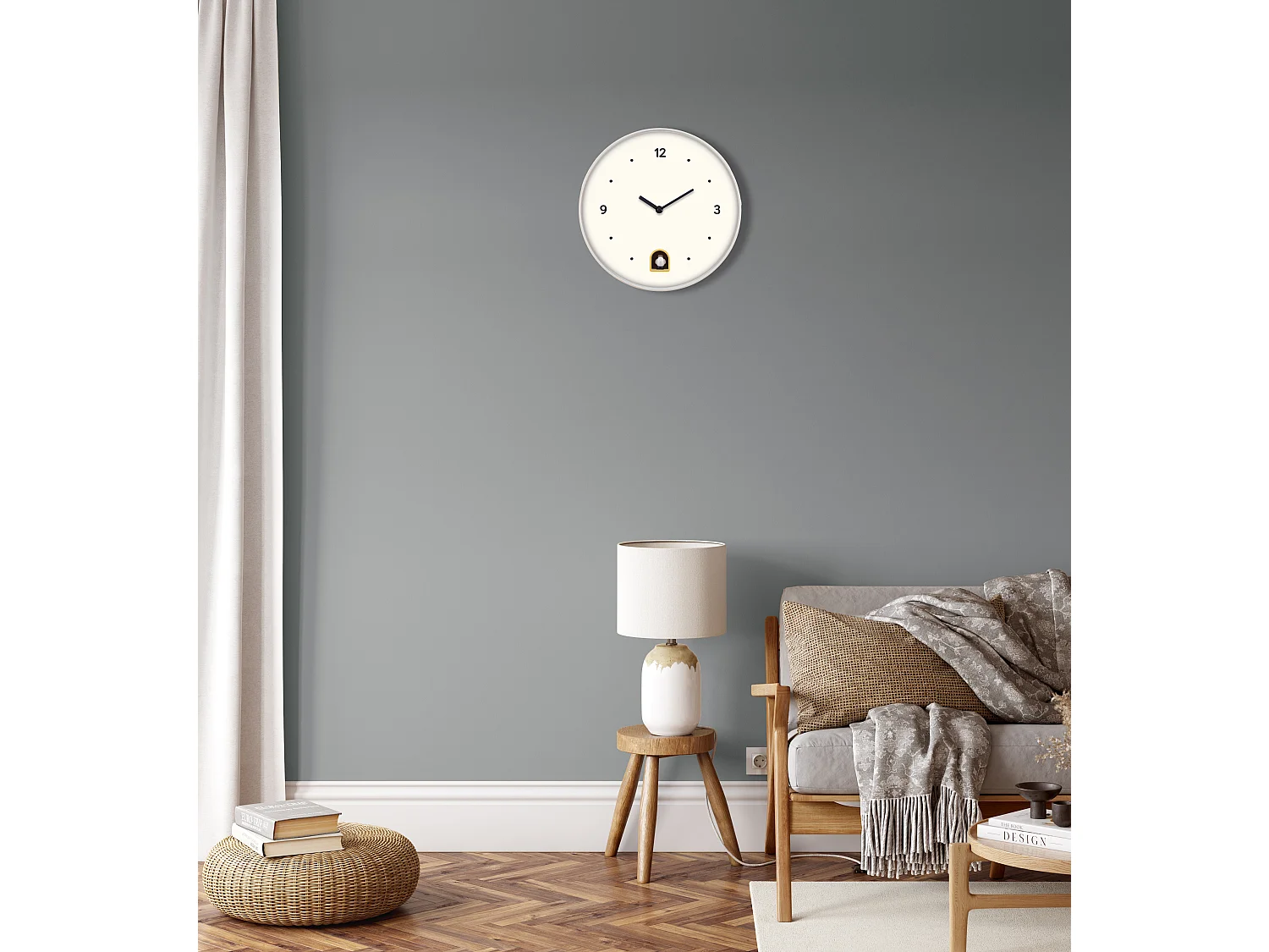 Horloge coucou rond 30cm Blanc