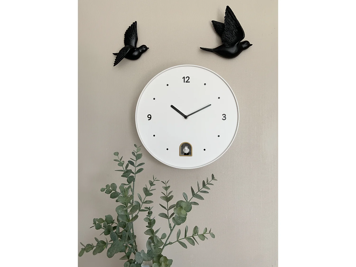 Horloge coucou rond 30cm Blanc