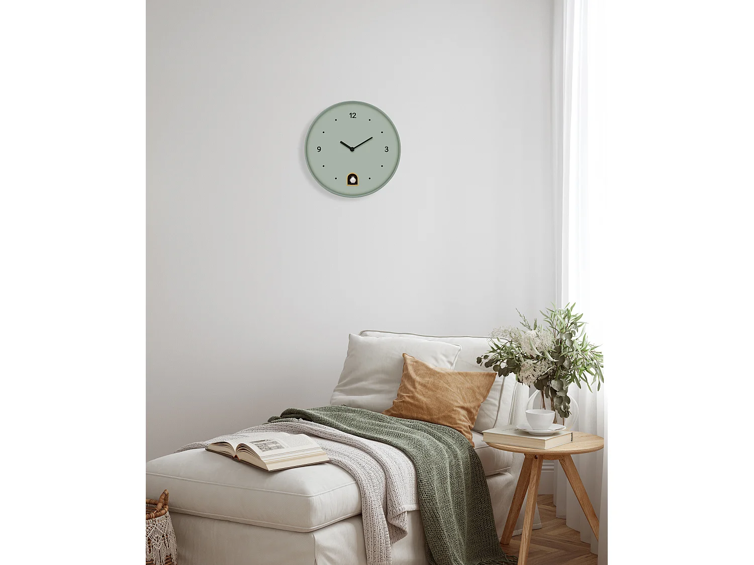 Horloge coucou rond vert 30cm