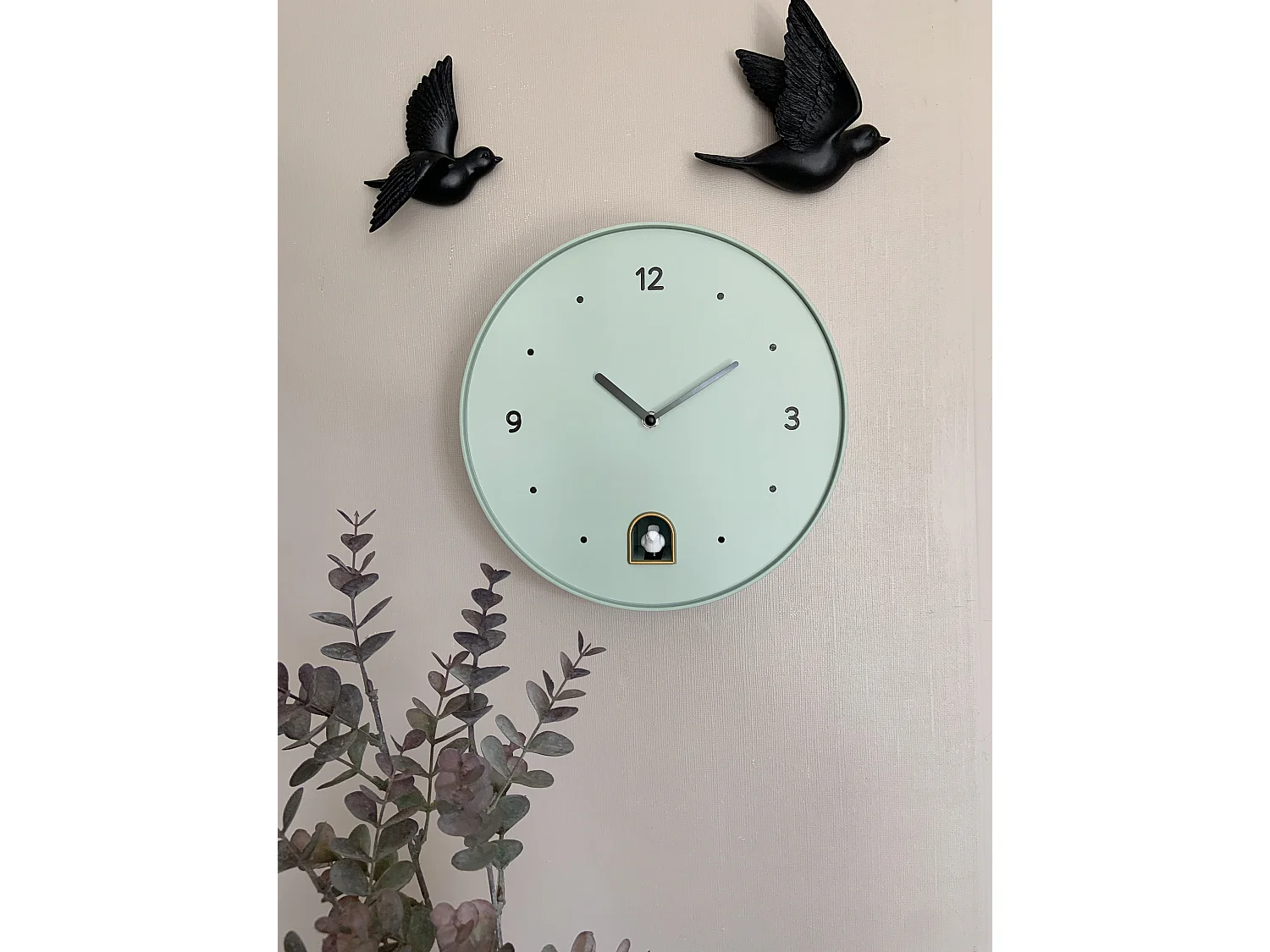 Horloge coucou rond 30cm Vert