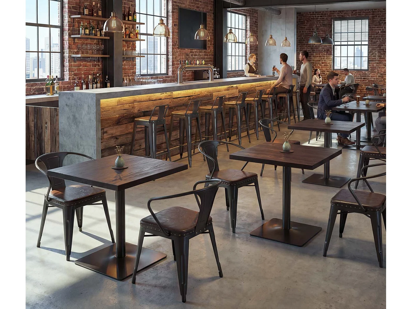 Table de bistrot MCW-H10,  brun foncé