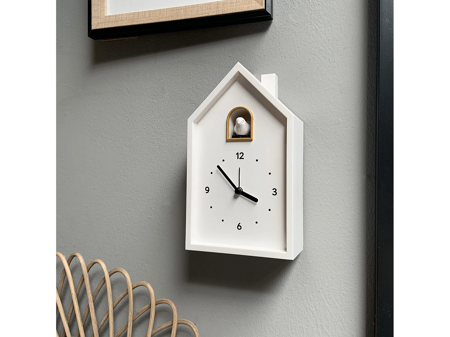 Réveil coucou maison blanc 12.5x6.5x21.5cm