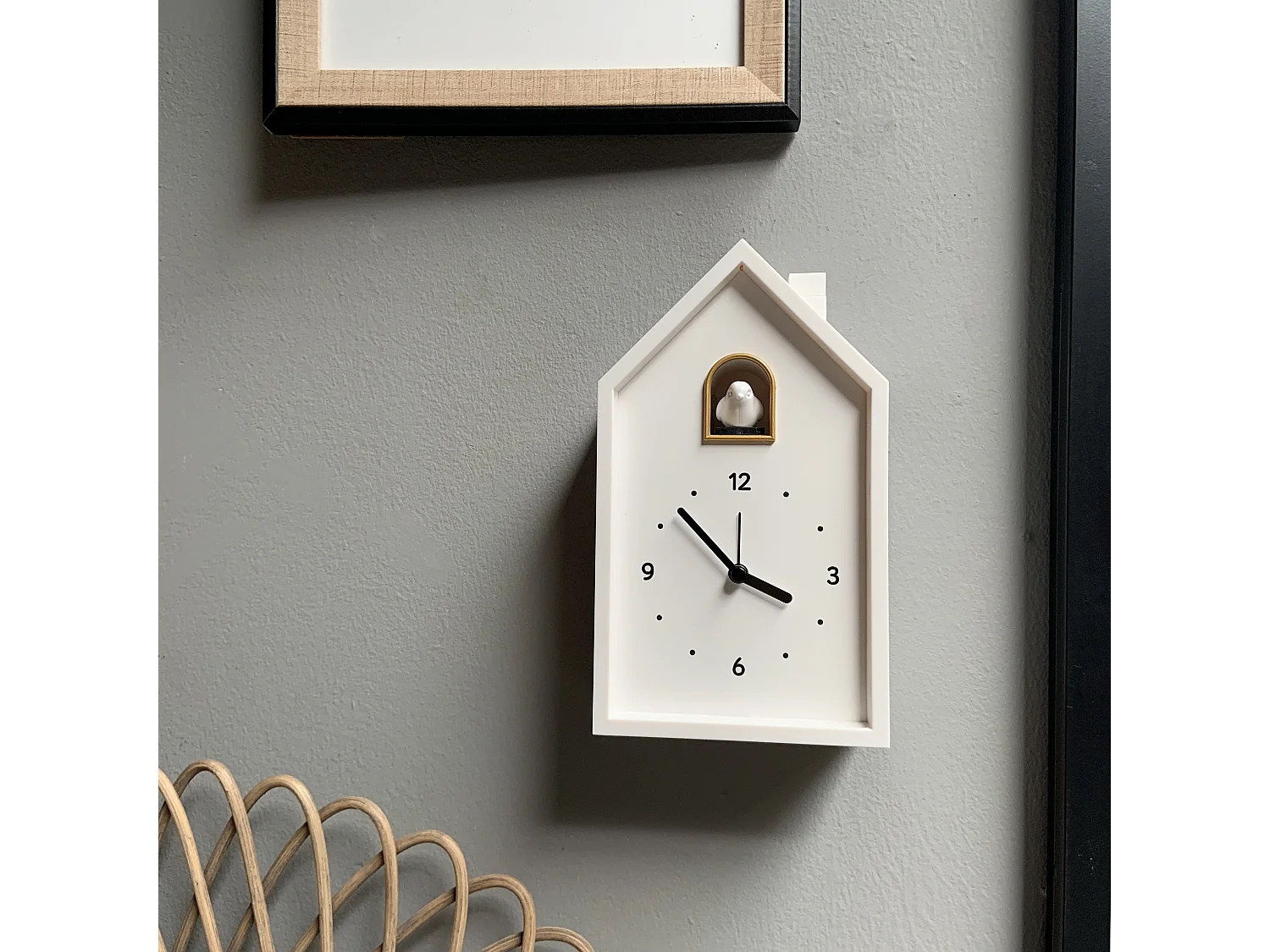 Réveil coucou maison 12.5x6.5x21.5cm Blanc