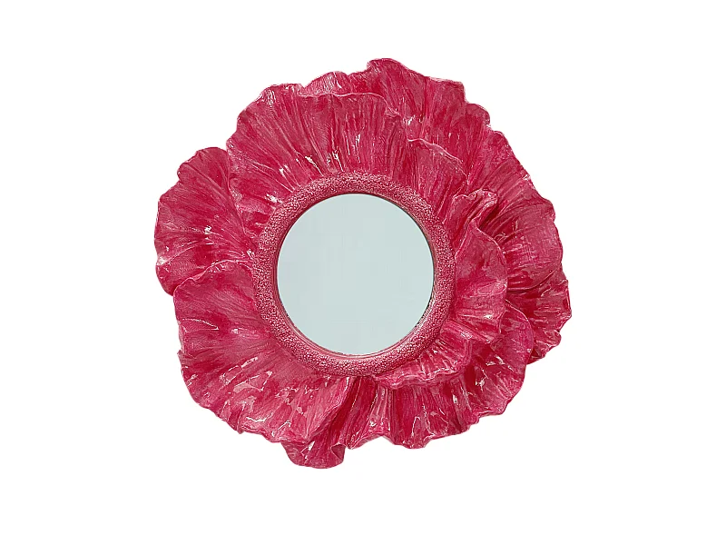 Miroir fleur rose fuchsia 17cm