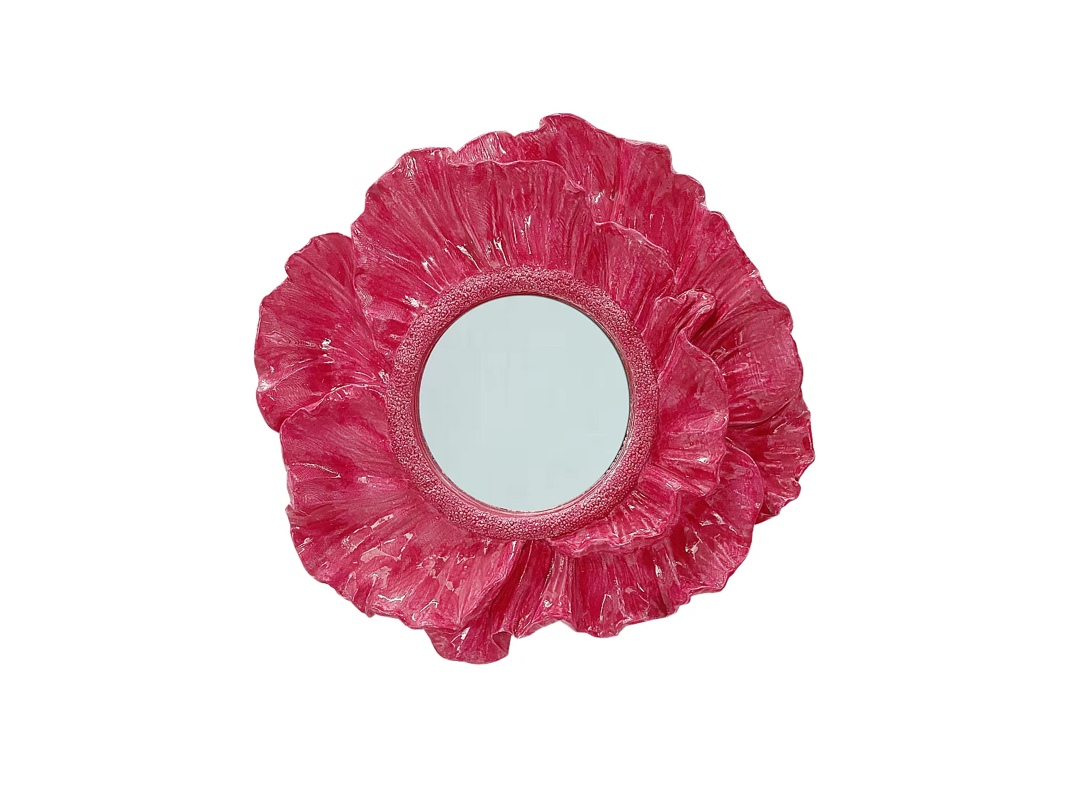 Miroir fleur rose fuchsia 17cm