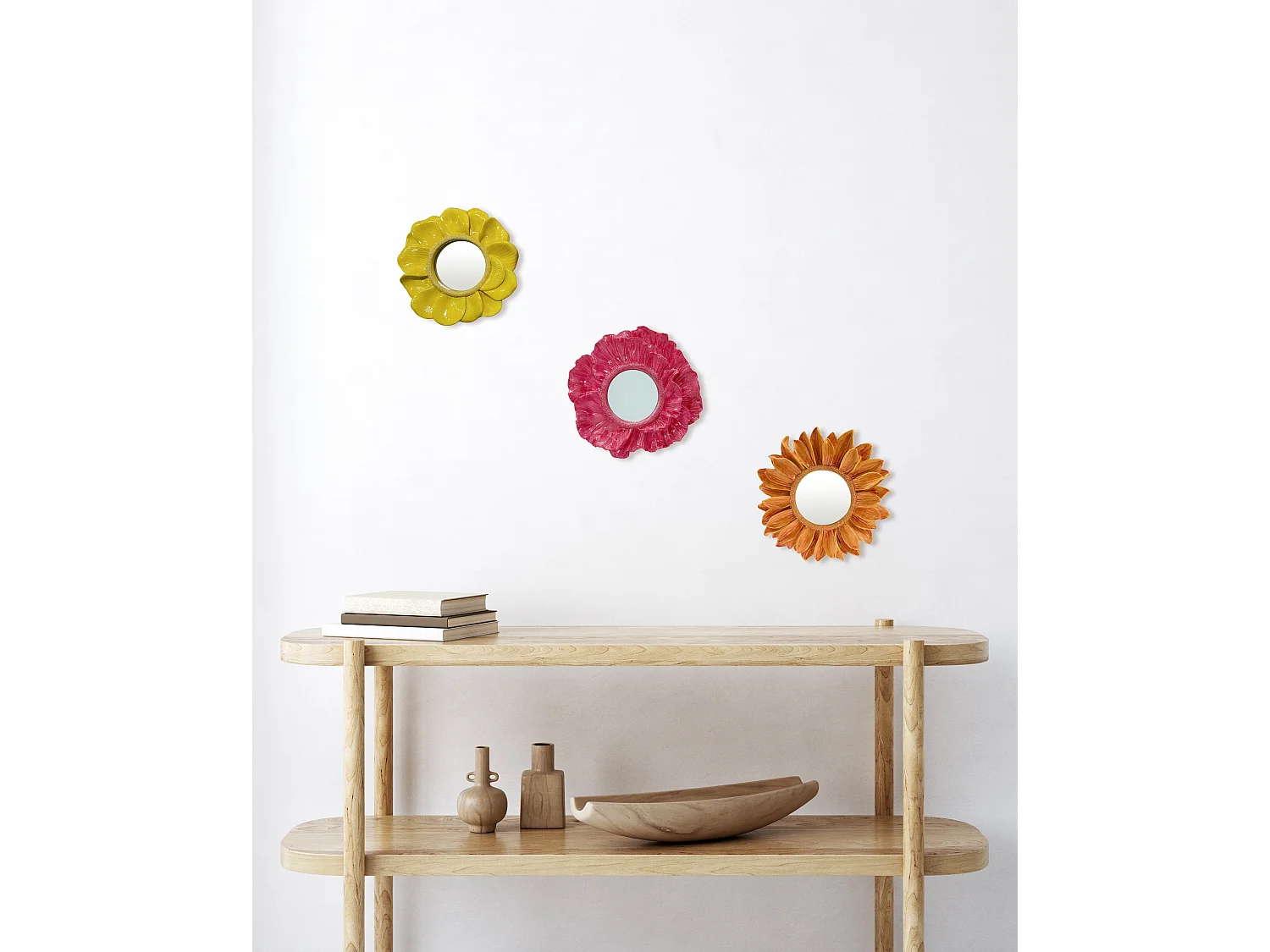 Miroir fleur rose fuchsia 17cm