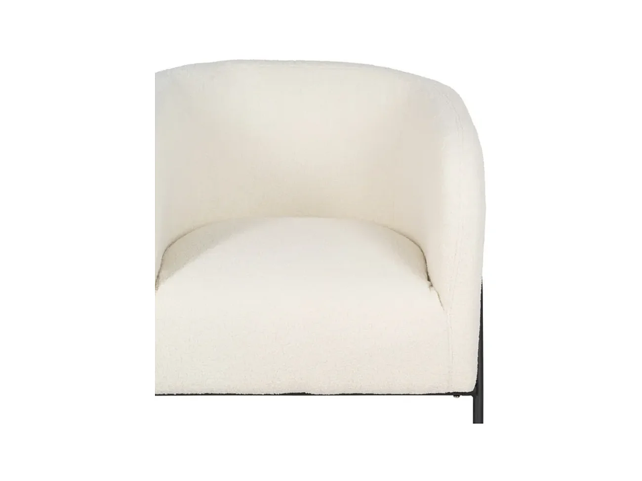 Fauteuil bouclé blanc accoudoirs cintrés structure métal moderne FALORIA