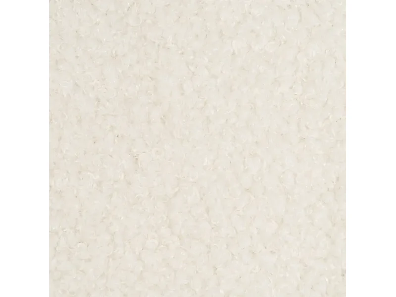 Fauteuil bouclé blanc accoudoirs cintrés structure métal moderne FALORIA