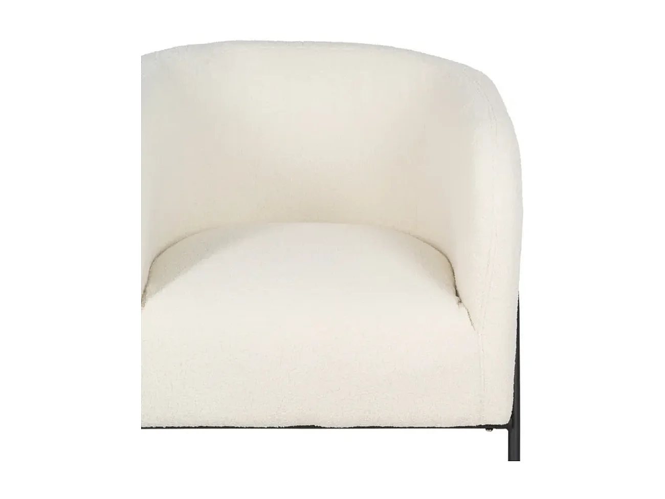 Fauteuil bouclé blanc accoudoirs cintrés structure métal moderne FALORIA