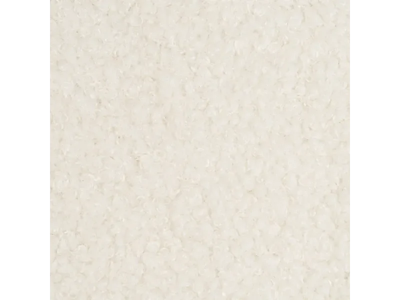 Fauteuil bouclé blanc accoudoirs cintrés structure métal moderne FALORIA