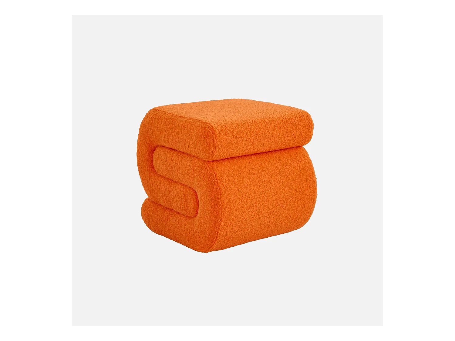 Tabouret / pouf design revêtement bouclette orange 1 place L 43 x P 47 x H 44cm - Sasha
