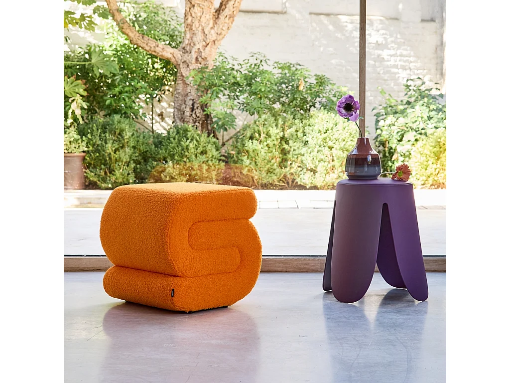 Panchina design rivestimento bouclé 1 posto, arancione