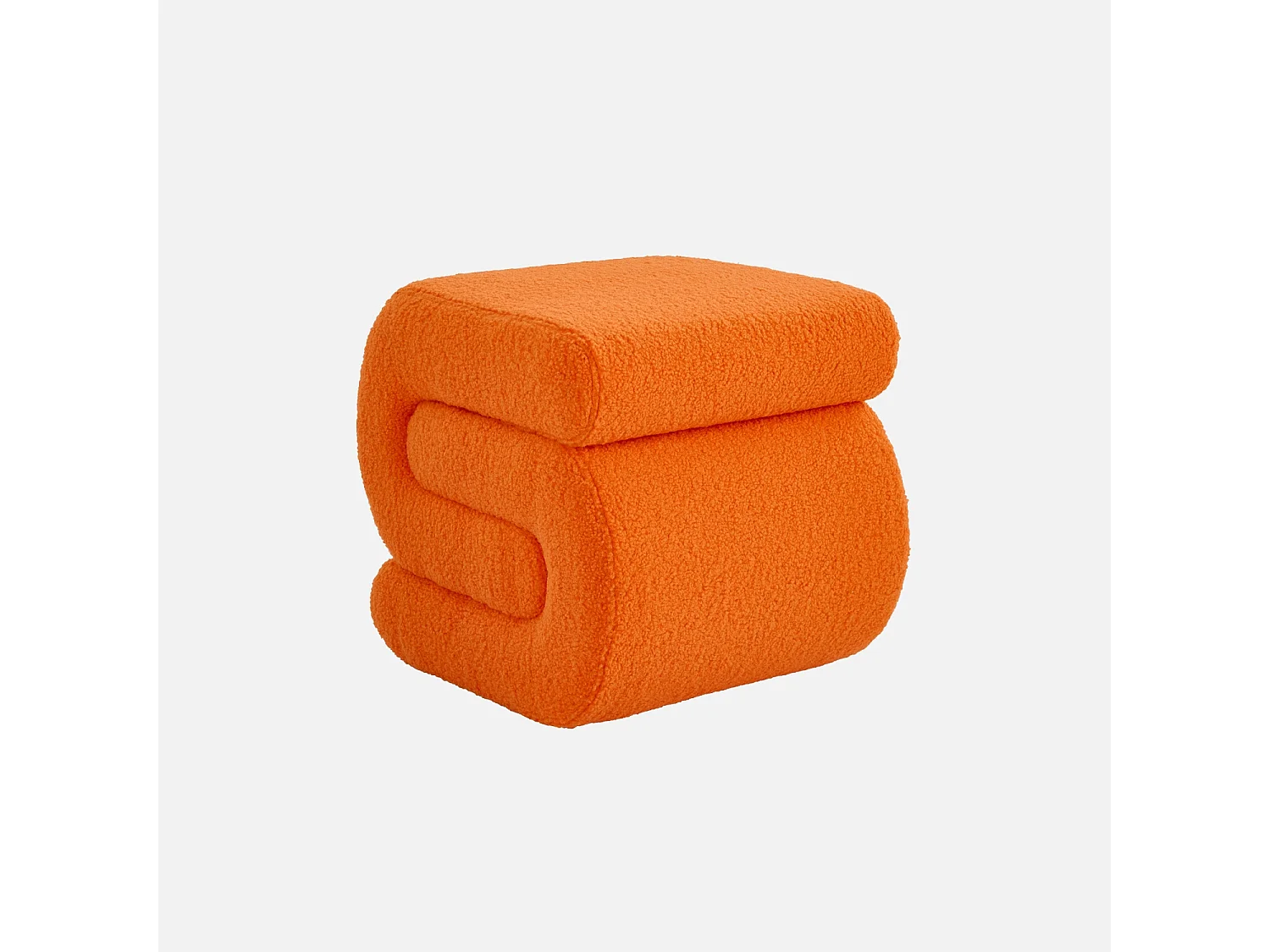 Puff de diseño en borreguito naranja
