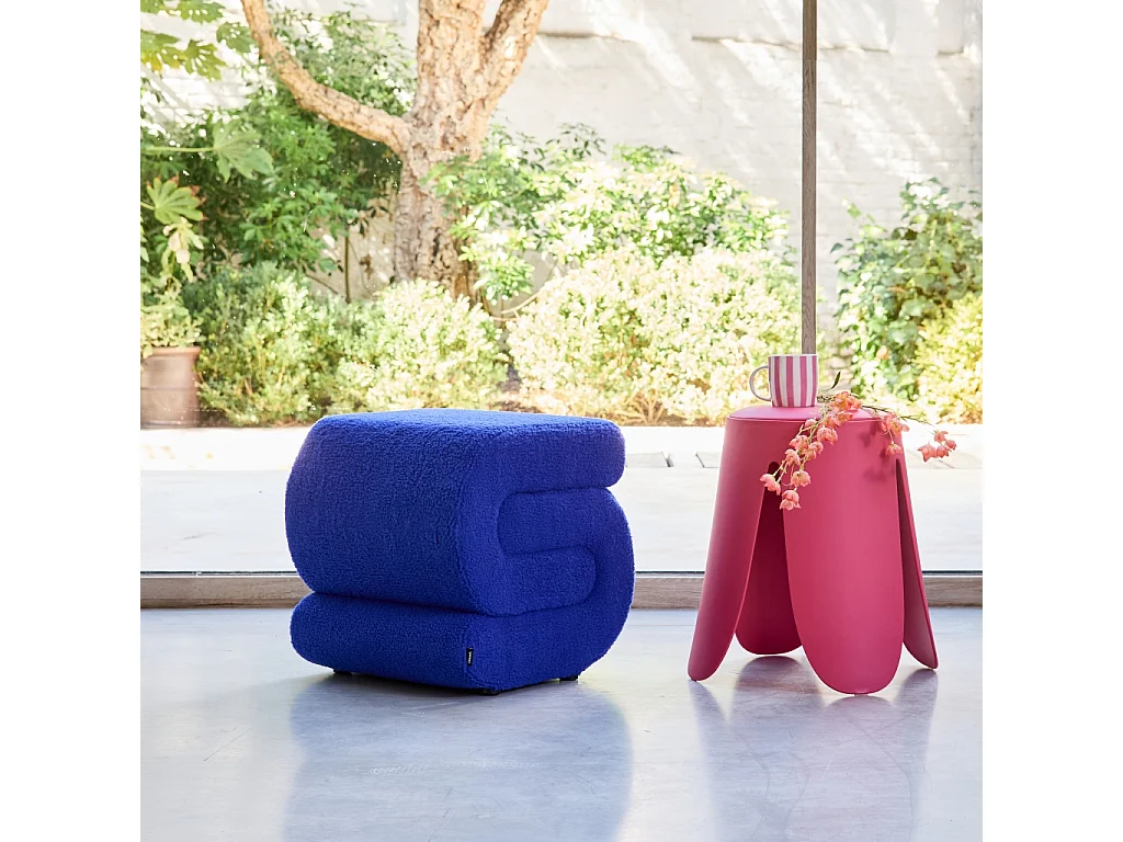 Panchina design rivestimento bouclé 1 posto, blu