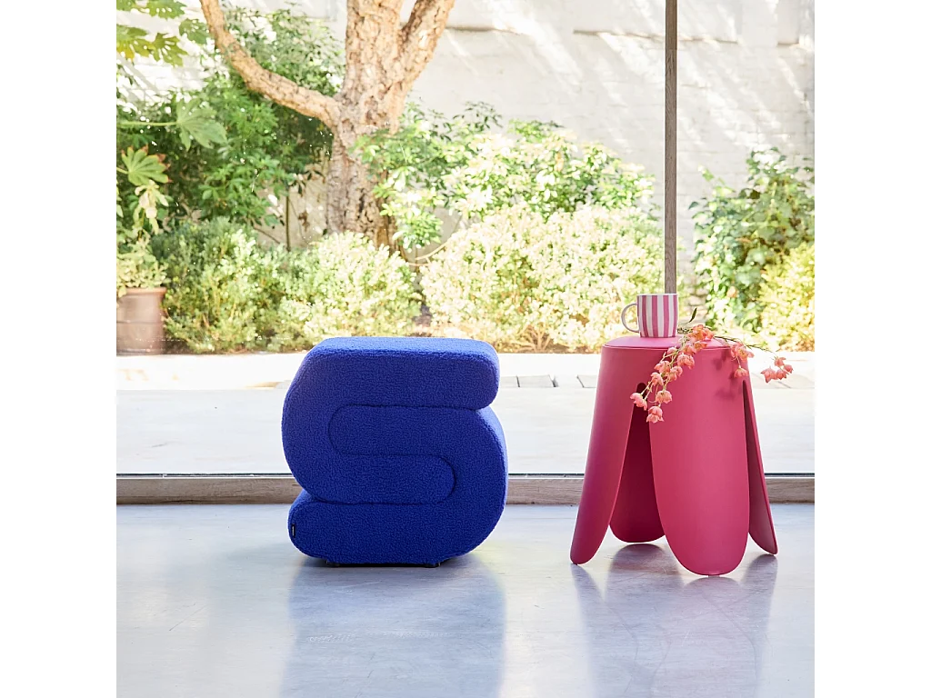 Panchina design rivestimento bouclé 1 posto, blu