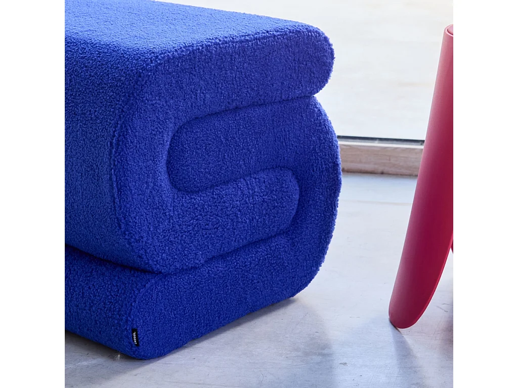 Panchina design rivestimento bouclé 1 posto, blu